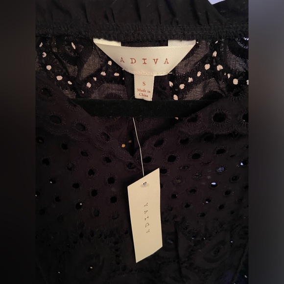 Adiva Black Eyelet cotton Short Sleeved Blouse NWT - Picture 7 of 7